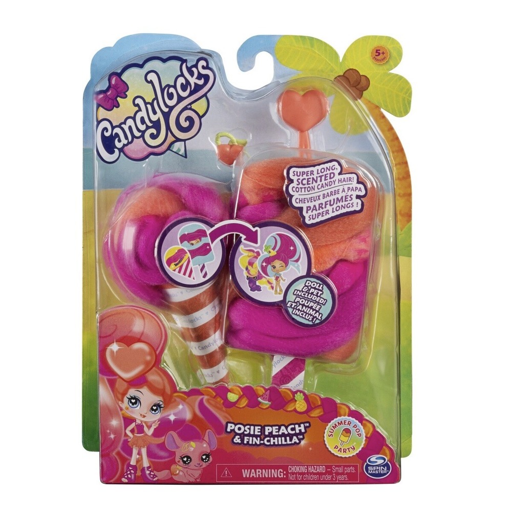 Candylocks Posie Peach & Fin-Chilla surprise scented Doll & Pet‎ Candy-NIB
